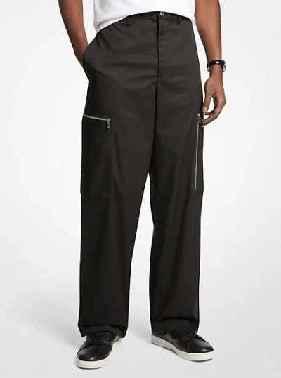 Michael Kors Wide-leg Woven Zip Cargo Pant In Black