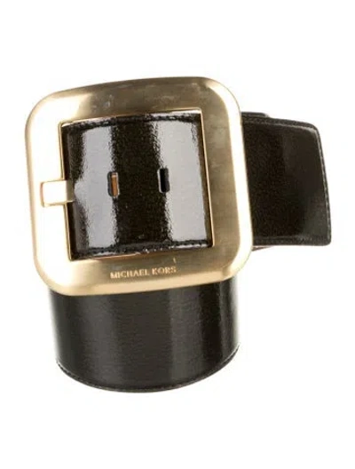 Pre-owned Michael Kors Wide Patent Leather Belt In Black