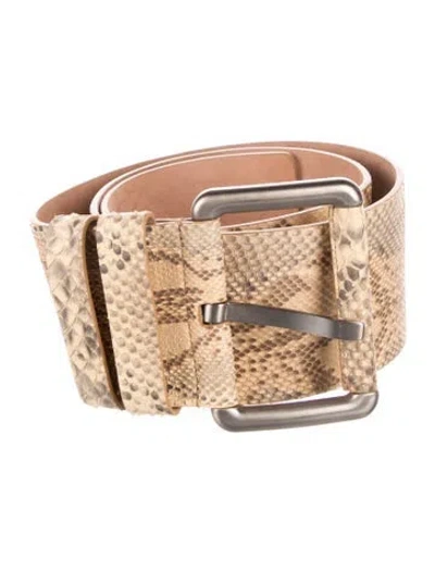 Pre-owned Michael Kors Wide Python Belt In Neutral