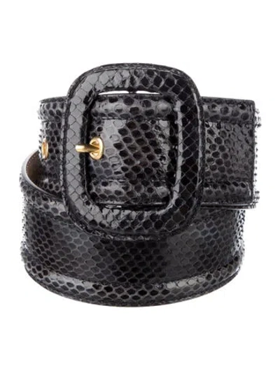 Pre-owned Michael Kors Wide Python Waist Belt In Blue