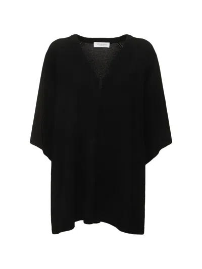 Michael Kors Wide-sleeve V-neck Cashmere Sweater In Black