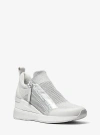Michael Kors Willis Metallic Stretch Knit Trainer In Silver