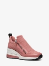 Michael Kors Willis Textured Stretch-knit Trainer In Pink