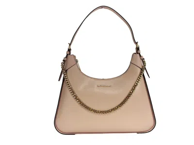 Michael Kors Wilma Large Smooth Leather Chain Shoulder Bag Purse Powder Blush In Burgundy