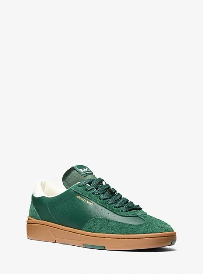 Michael Kors Wilton Leather And Suede Sneaker In Green