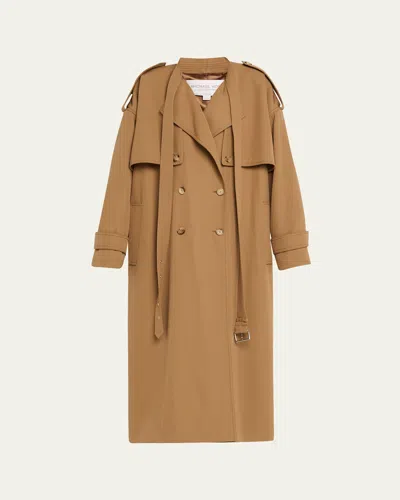 Michael Kors Wogab Belt-neck Double-breasted Trench Coat In Brown