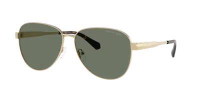 Michael Kors Biarritz Green Pilot Ladies Sunglasses Mk1160 10143h 61 In Gold