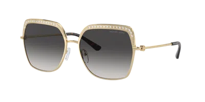Michael Kors Womens Gold Mk1141 Greenpoint Square-frame Metal Sunglasses In Grey Gradient