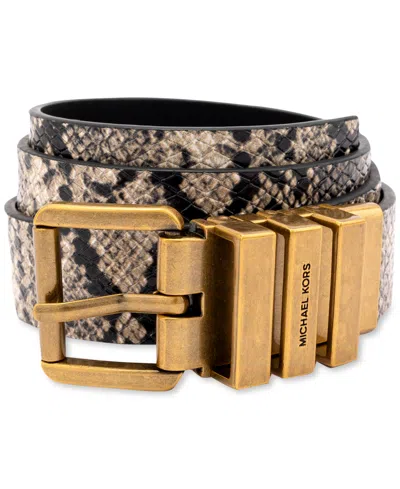 Michael Kors Women's 28mm Reversible Snake Belt In Black,white