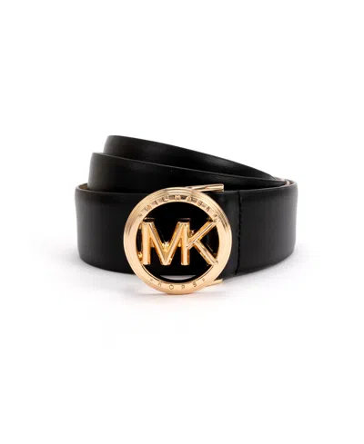 Michael Kors Women's 32mm Smooth Leather Belt In Black Gold