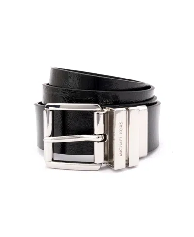 Michael Kors Women's 35mm Leather Reversible Belt In Black,silver