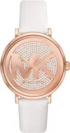 Michael Kors Women's Addyson Quartz Three-hand White Leather Watch 40mm In White