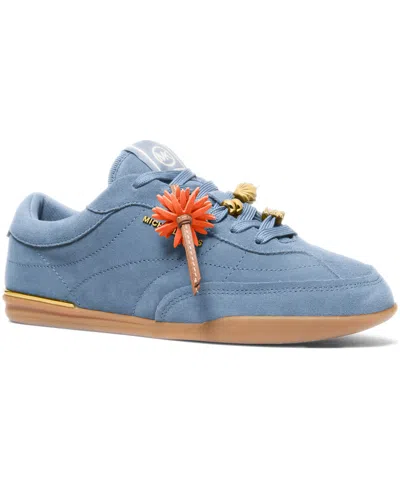 Michael Kors Women's Almond Toe Nolan Lace Ups Sneakers In Blue