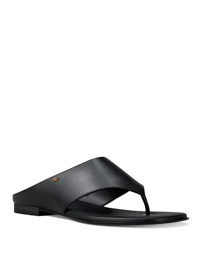 Michael Kors Women's Alster Leather Thong Sandals In Black