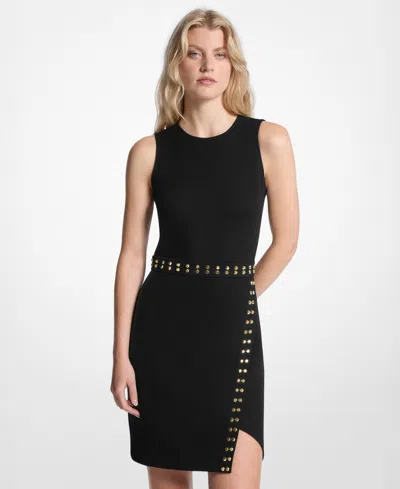 Michael Kors Women's Astor Stud Sleeveless Mini Dress In Black