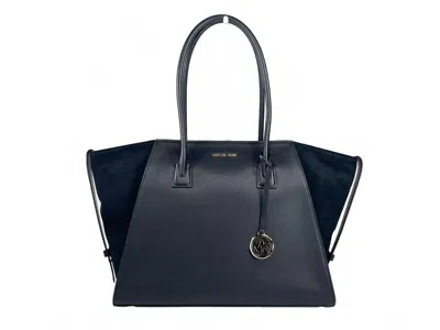 Michael Kors Women's Avril Suede Leather Top Zip Satchel Bag Xl In Black