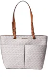 Michael Kors Women's Bedford Ocket Shoulder Tote Bag In Vanilla Mk Signature