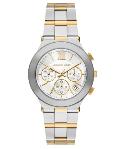 Michael Kors Women's Billie Quartz Chronograph Two-tone Stainless Steel Watch 37mm In Silver
