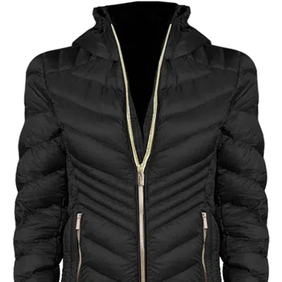 Michael Kors Women's Black Chevron Short Packable Jacket