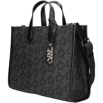 Michael Kors Women's Black Embossed Logo Gigi Large Tote Handbag