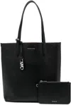 MICHAEL KORS WOMEN BLACK NORTH SOUTH PEBBLED LEATHER TOTE BAG