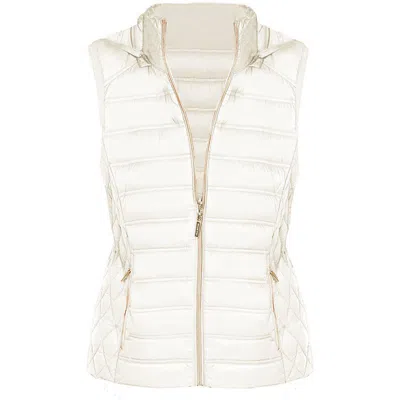 Michael Kors Women's Bone White Down Sleeveless Puffer Vest With Removable Hood