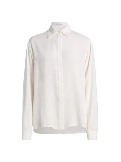 Michael Kors Women's Boyfriend Silk Button-front Shirt In White