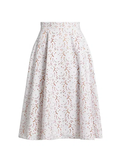 Michael Kors Women's Broderie Anglaise Flared Midi-skirt In White