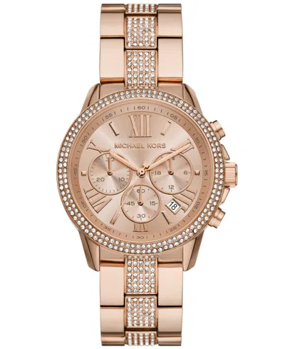 Michael Kors Women's Brynn Chronograph Rose Gold-tone Stainless Steel Watch 40mm