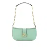 Michael Kors Women's Carmen Leather Pouchette Shoulder Crossbody Purse Small In Sea Green In Multi