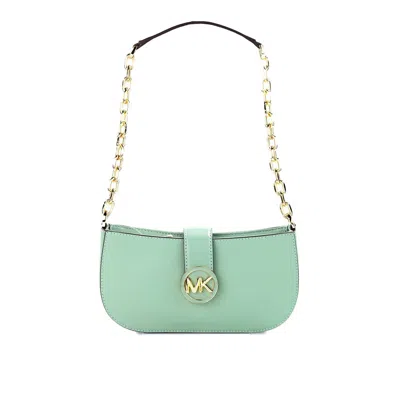 Michael Kors Women's Carmen Leather Pouchette Shoulder Crossbody Purse Small In Sea Green In Multi