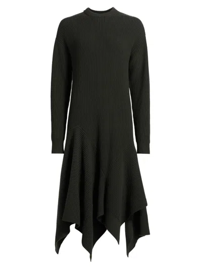 Michael Kors Women's Cashmere Crewneck Handkerchief Midi-sweaterdress In Black