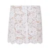 Michael Kors Studded Corded Floral Lace Mini Skirt In White