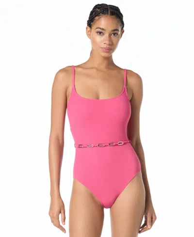 Michael Kors Women's Chain Belt One-piece Swimsuit In Pink