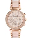 Michael Kors Women's Chronograph Parker Blush And Rose Gold-tone Stainless Steel Bracelet Watch 39mm Mk5896 In Two-tone