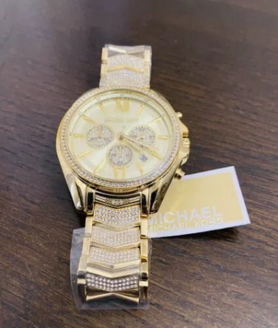 Pre-owned Michael Kors Women's Chronograph Whitney Gold Tone Stainless Steel Watch Mk6729