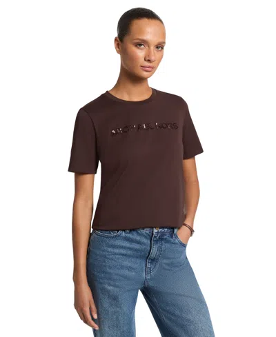Michael Kors Women's Classic Short-sleeve Crewneck T-shirt In Brown