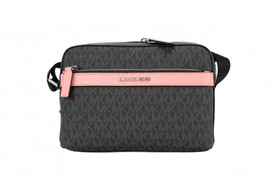 Michael Kors Women's Cooper Signature Pvc Utility Crossbody Bag Small In Black Pink