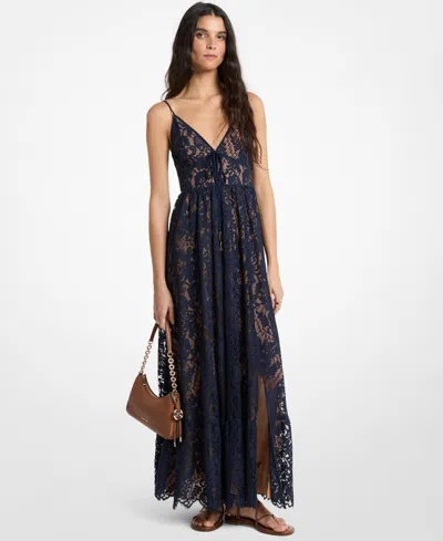 Michael Kors Corded Floral Lace Maxi Dress In Neutral
