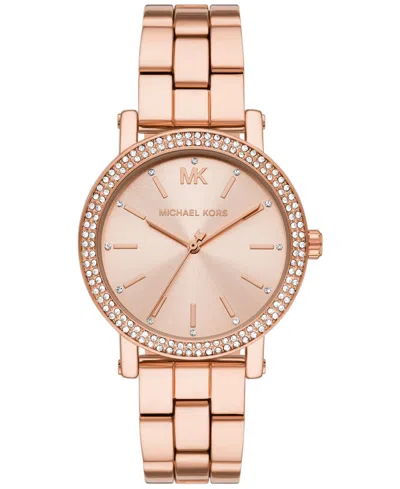 Michael Kors Women's Corey Three-hand Rose Gold-tone Alloy Watch 38mm