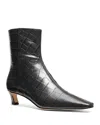 Michael Kors Cosmo Crocodile Embossed Leather Kitten Boot In Black