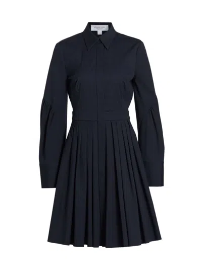 Michael Kors Women's Cotton Pleated Shirtdress In Midnight