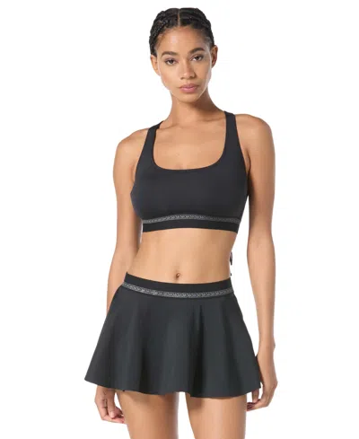 Michael Kors Women's Cross Back Scoop Neck Bra Top In Black