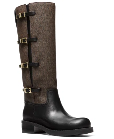 Michael Kors Women's Darrington Block Heel Boots In Brown,black Logo