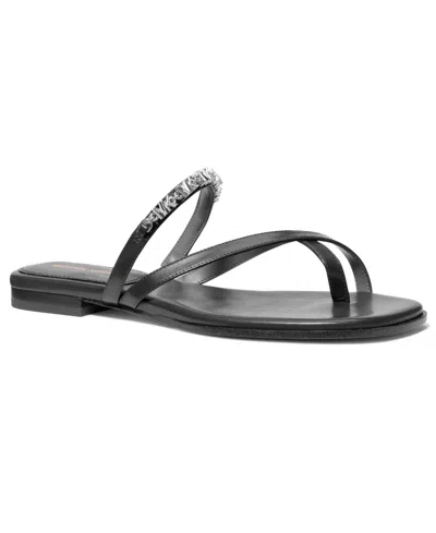 Michael Kors Women Dina Slip-on Flat Sandals In Black