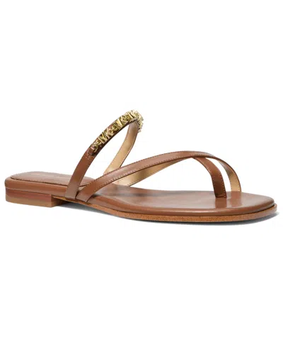 Michael Kors Women Dina Slip-on Flat Sandals In Brown