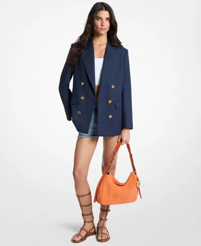 Michael Kors Women's Double-breasted Wing Tip Collar Jacket In Blue