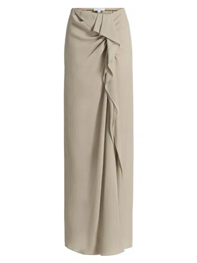 Michael Kors Women's Draped Wool Crepe Pareo Skirt In Brown