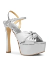 Michael Kors Women's Elena Ankle Strap Knotted Platform Sandals In Silver
