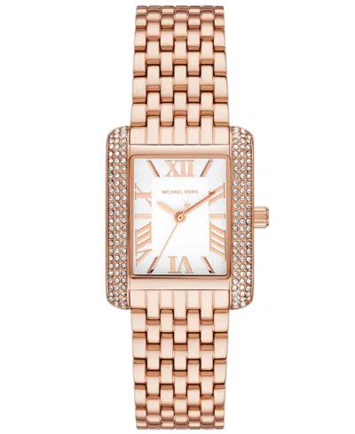 Michael Kors Women's Emery Three Hand Rose Gold-tone Stainless Steel Bracelet Watch 33mm